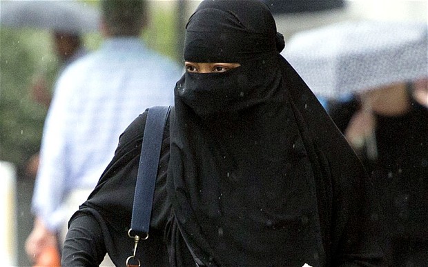 Woman wearing niqab in public