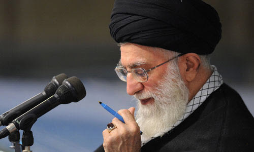 Ayatollah Khamenei writing letter
