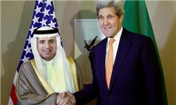 عادل الجبیر وزیر خارجه عربستان و جان کری وزیر خارجه ‌آمریکا