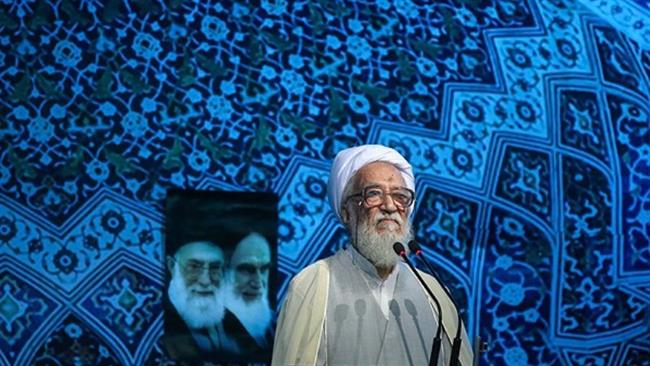 Tehran interim Friday prayers leader Ayatollah Mohammad Ali Movahedi Kermani addresses worshippers in the Iranian capital Tehran