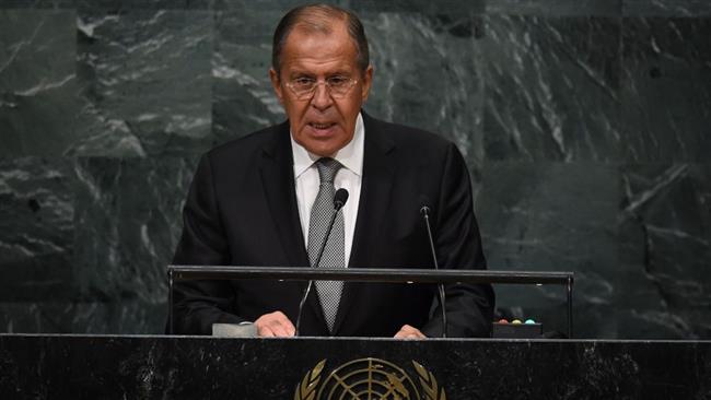 Russian Foreign Minister Sergei Lavrov addresses the 71st session of the United Nations General Assembly at the UN headquarters in New York on September 23, 2016. (Photo by AFP)