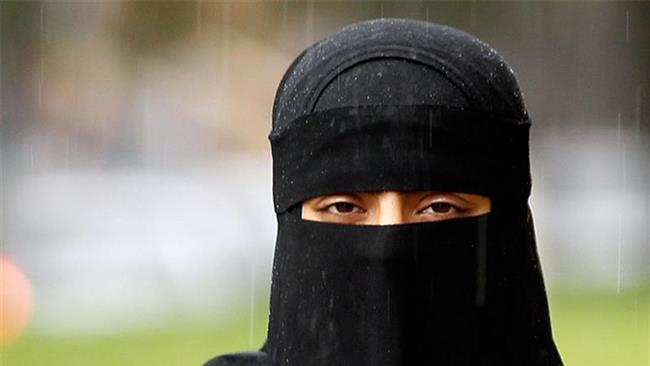 burqa-wearing Muslim woman.