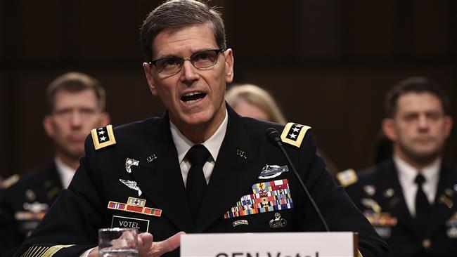 US Central Command Commander Army General Joseph Votel testifies before the Senate Armed Services Committee in Washington, DC, March 9, 2017. (Photo by AFP)
