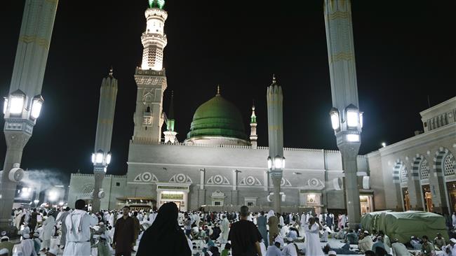 Muslim pilgrims are seen at al-Masjid an-Nabawi or Prophet Muhammad