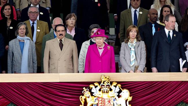 Queen Elizabeth II alongside members of the Bahrain royal family including King Hamad (second from left) at her 90th birthday
