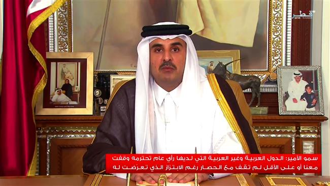 An image grab taken from Qatar TV shows Qatar