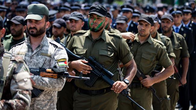 Hamas security forces take part in a military parade in Gaza City on July 26, 2017. (Photo by AFP)
