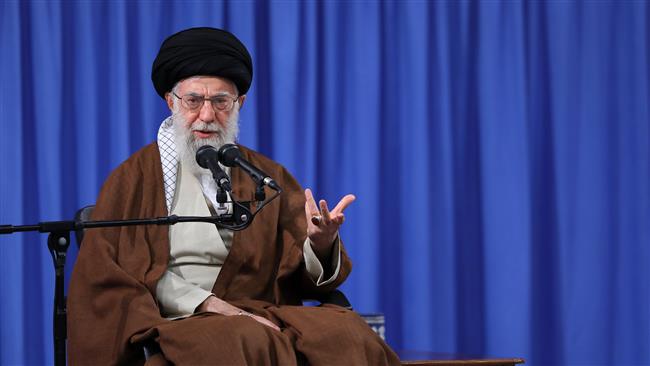 Leader of the Islamic Revolution Ayatollah Seyyed Ali Khamenei addresses students (unseen) during a meeting in Tehran, November 2, 2017.
