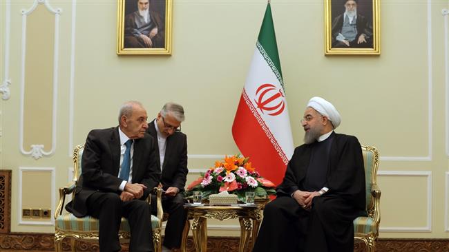 Iranian President Hassan Rouhani (R) and Lebanese Parliament Speaker Nabih Berri (L) meet in Tehran on January 17, 2018. (Photo by IRNA)

