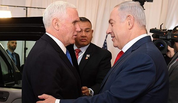 US Vice President Mike Pence in a meeting with  Israeli PM Netanyahu