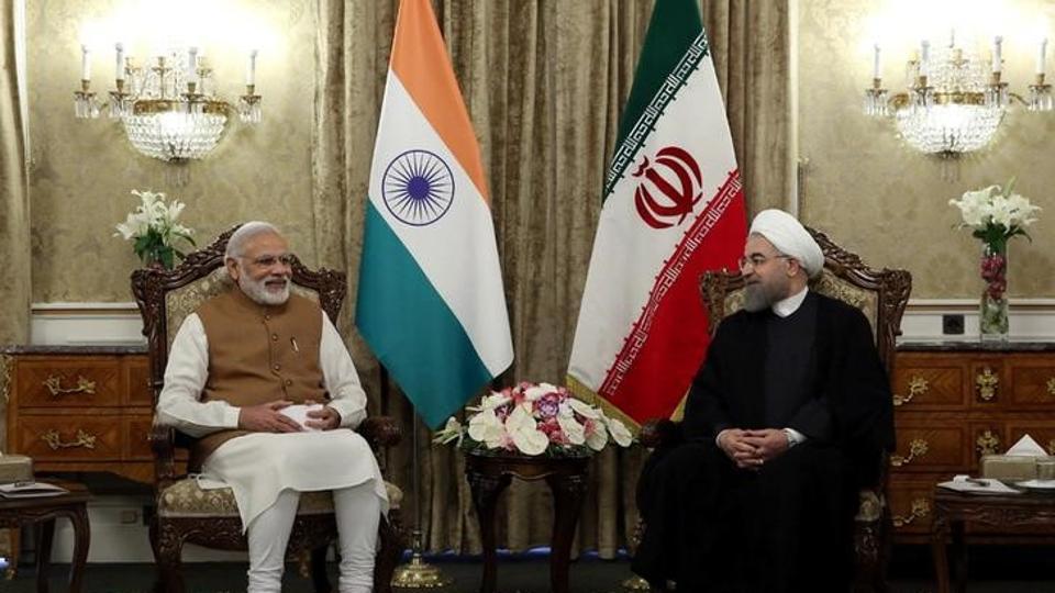 Iranian President Hassan Rouhani in a meeting with his Indian counterpart