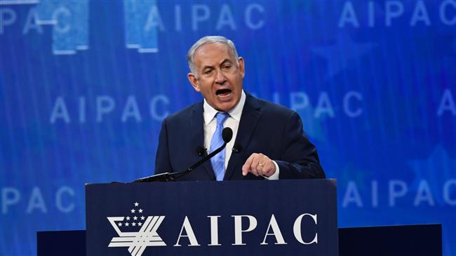 Israeli Prime Minister Benjamin Netanyahu speaks during the American Israel Public Affairs Committee (AIPAC) policy conference in Washington, DC, on March 6, 2018. (Photo by AFP)
