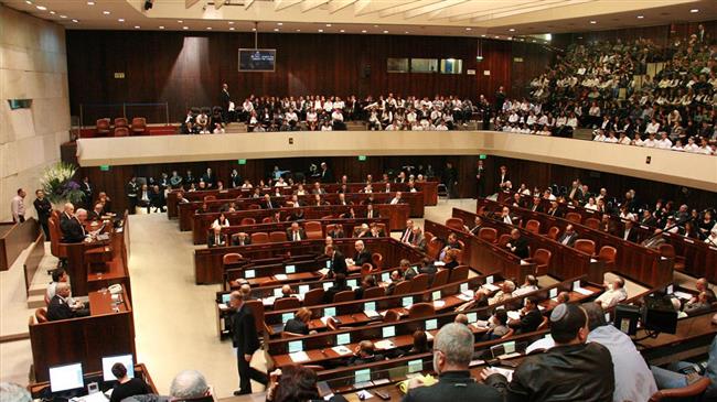 The file photo shows a view of the Israeli parliament (Knesset) in session.
