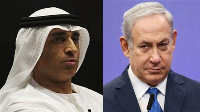 Israel’s Prime Minister Benjamin Netanyahu (R) and the Emirati Ambassador to Washington, Yousuf al-Otaiba
