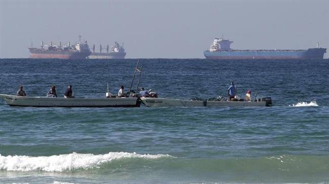 The file photo shows vessels sailing in the Bab el-Mandeb Strait.
