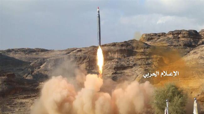 This photo released on Dec 19, 2017 shows Yemen’s Houthi movement launching a Burkan-2 ballistic missile at Riyadh.
