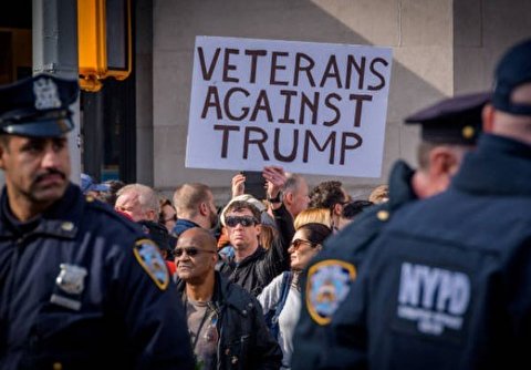 Anti-Trump Protest Held at New York's Veterans Day Parade