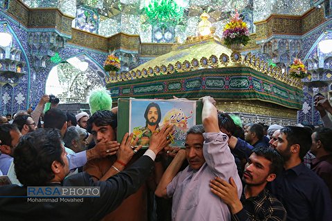 Funeral procession in holy shrine of Lady Masumeh in Qom for two Holy Shrine Defenders who martyred in Syria