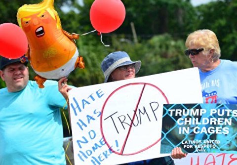 Anti-Trump Protesters Gather Outside Orlando