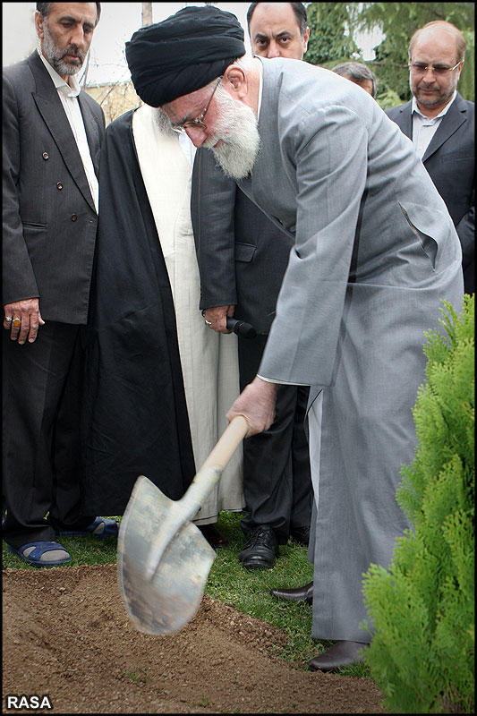 Ayatollah Khamenei Planting a seed during the National Tree day of Iran