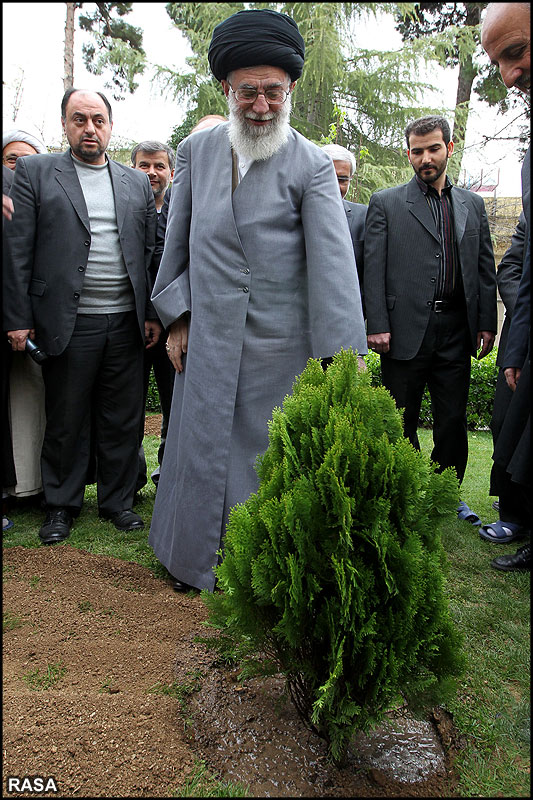 Ayatollah Khamenei Planting a seed during the National Tree day of Iran