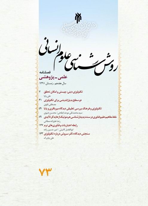 شماره 73 فصلنامه روش‌شناسي علوم انساني 