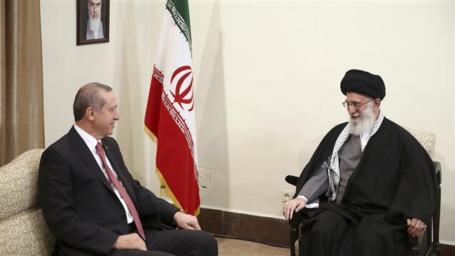 Ayatollah Seyyed Ali Khamenei (R) receives Turkish President Recep Tayyip Erdogan