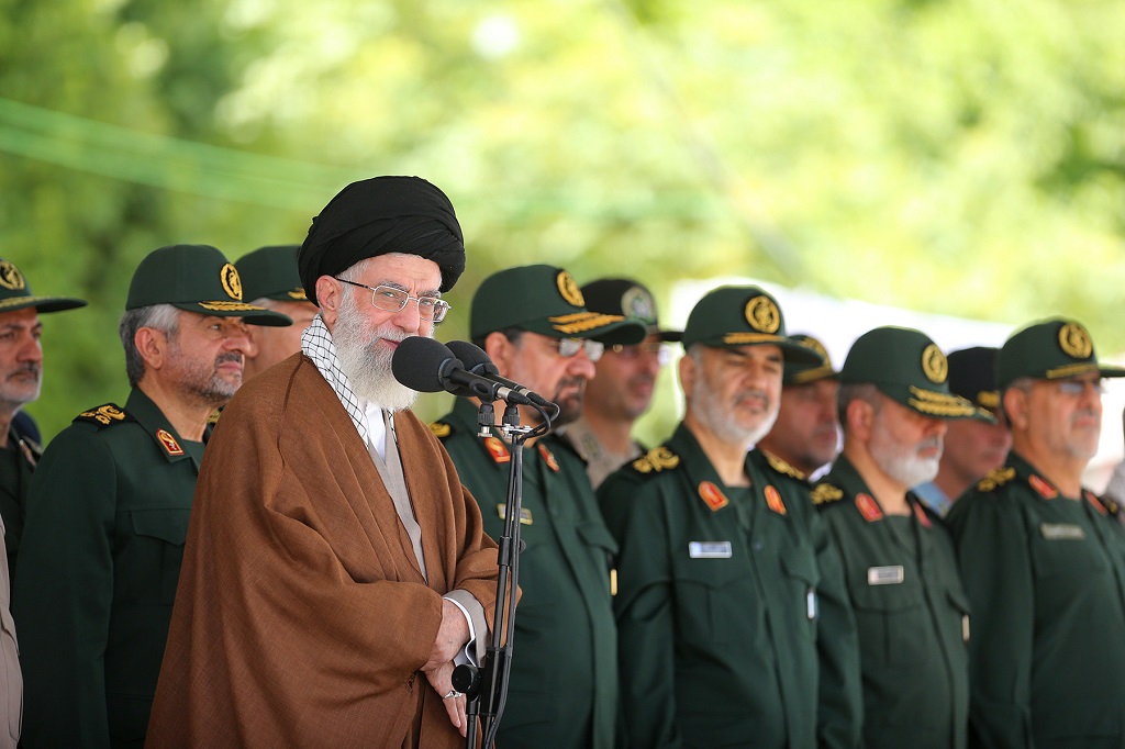 Ayatollah Khamenei addressing cadets