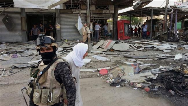 The scene of a bomb blast in Baghdad