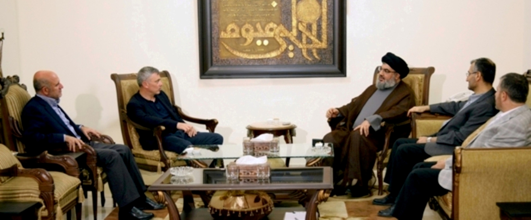 Nasrallah (R) meeting with Sleiman Frangieh