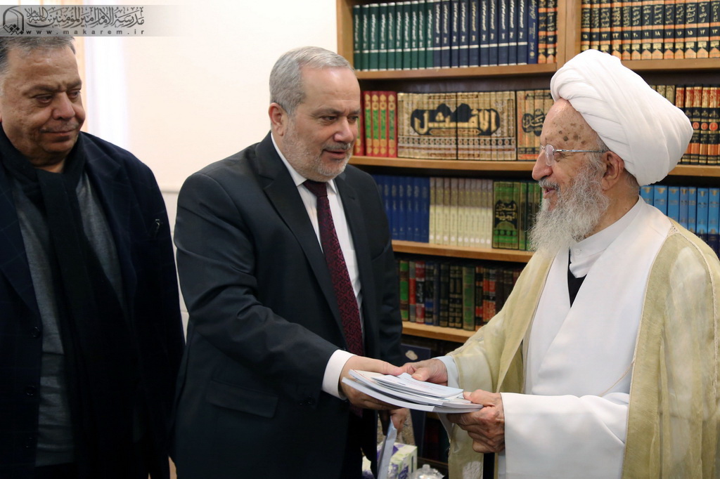 Ayatollah Makarem-Shirazi with Jordanian Awqaf Minister