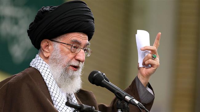 The Supreme Leader of the Islamic Revolution Ayatollah Sayyed Ali Khamenei addresses a group of teachers in Tehran on May ۲, ۲۰۱۶