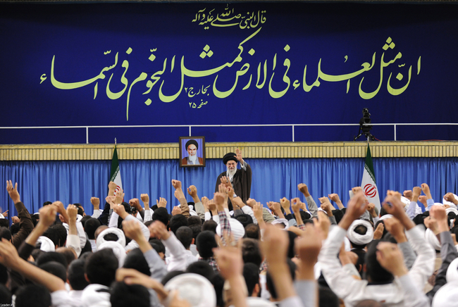 Ayatollah Khamenei receives a group of seminary directors, teachers and students.