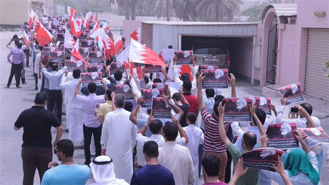 Bahraini people demonstrate against the Manama regime in the village of Diraz, August 5, 2016.