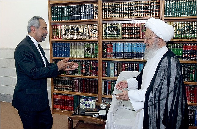 Ayatollah Makarem-Shirazi and Mohammad Nahavandian
