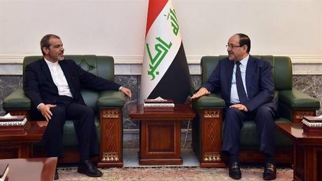 Iranian Ambassador to Baghdad Hassan Danaeifar (L) meets with Secretary General of Iraq’s Islamic Dawa Party and former Prime Minister Nouri al-Maliki in Baghdad, Iraq, September 4, 2016.
