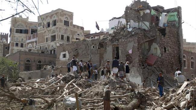 A file photo of the aftermath of Saudi airstrikes on the historic city of Old Sana’a in the northwestern Yemeni Sana’a province.
