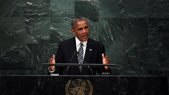 US President Barack Obama addresses the 71st session of United Nations General Assembly at the UN headquarters in New York on September 20, 2016. (Photo by AFP)
