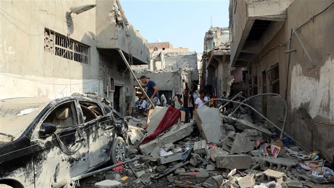 A view shows on September 22, 2016 buildings destroyed during Saudi airstrikes in the Yemeni port city of Hudaydah. (Photo by AFP)