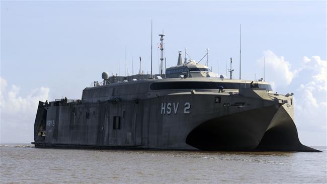 The vessel destroyed by Yemeni forces on Saturday was an HSV-2 Swift hybrid catamaran, like the one seen above, which was formerly operated by the US navy but had then been transferred to the Emirates. (File photo)
