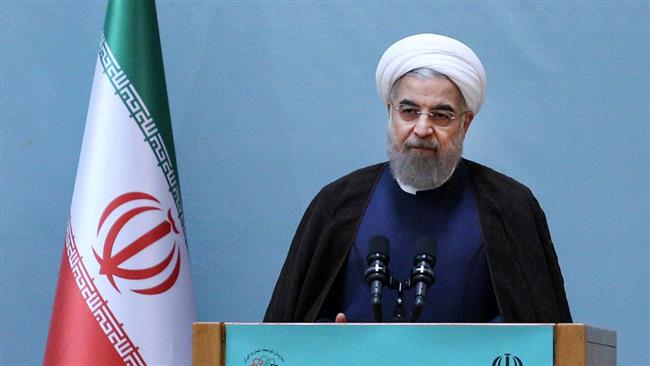 Iranian President Hassan Rouhani delivers a speech at a gathering of Iranian exporters on national Trade Day, October 20, 2016 in Tehran. (Photo by Mehr)