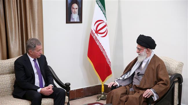 Leader of the Islamic Revolution Ayatollah Seyyed Ali Khamenei (R) and Finnish President Sauli Niinistö meet in Tehran on October 26, 2016. (Photo by leader.ir)
