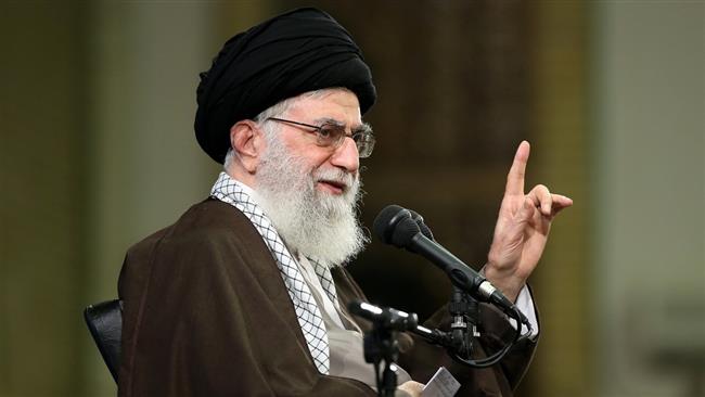 Ayatollah Khamenei gestures during a speech to a group of volunteer Basij forces in Tehran, Nov. 23, 2016.