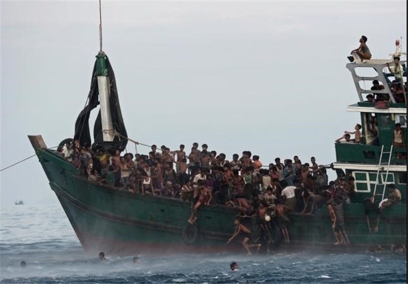 packed with Rohingya refugees fleeing violence in Myanmar have been turned back by Bangladesh