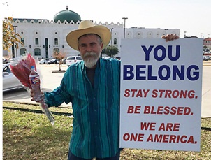 Texan Man show solidarity with Muslims