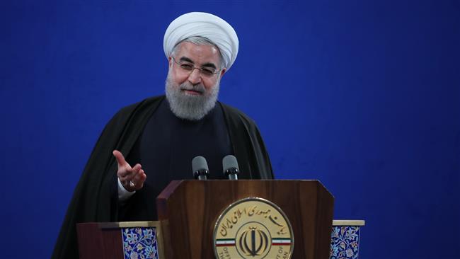 President Hassan Rouhani addressing a gathering of Sunni scholars in Tehran