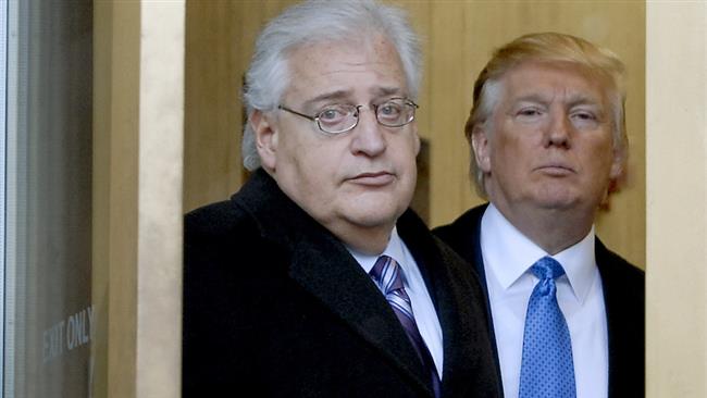 David Friedman, left, with US President-elect Donald Trump in 2010. (Photo by Bloomberg)
