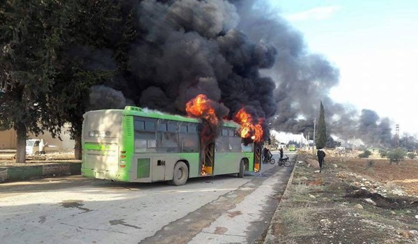Terrorists set fire at several buses that were going to the besieged towns of Fua