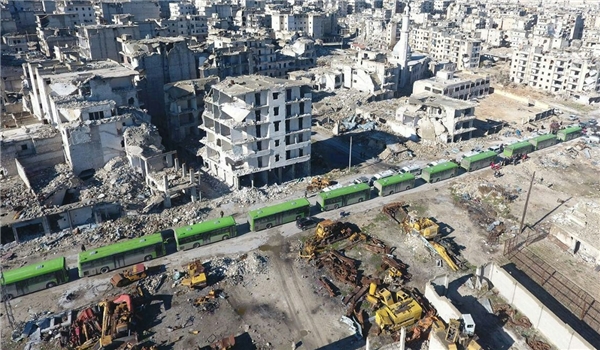 Green Buses. Evacuation of the terrorists from Aleppo city
