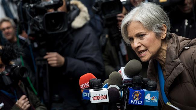 Former Green Party presidential candidate Jill Stein speaks at a news conference on Fifth Avenue across the street from Trump Tower, December 5, 2016 in New York City. (Photo by AFP)
